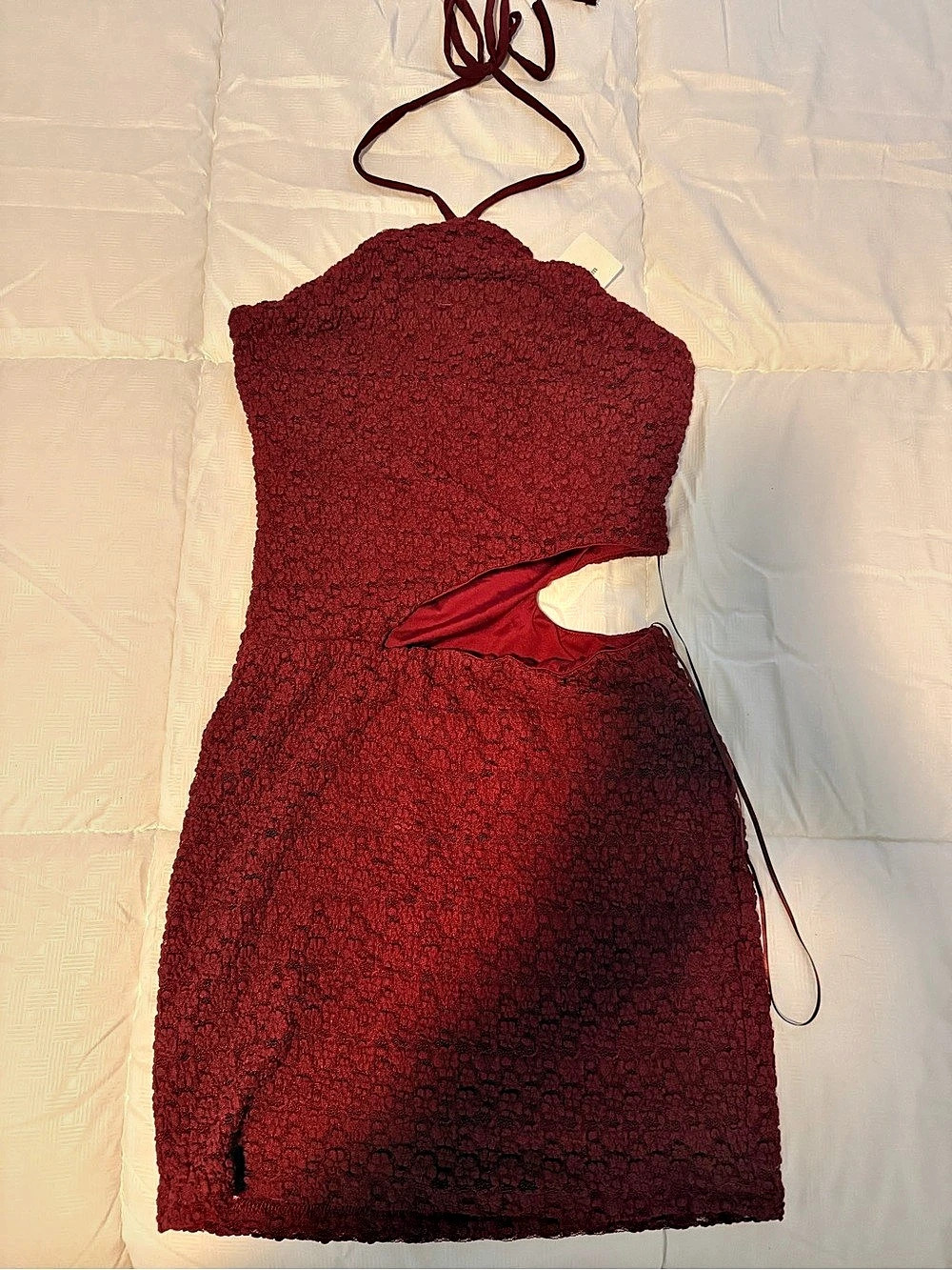 Windsor Striking A Pose Halter Cutout Mini Dress Red